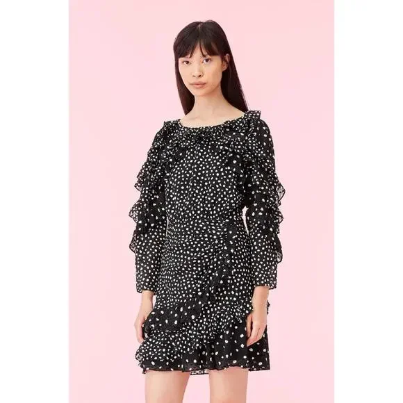 rebecca taylor ruffle silk dress Rebecca Taylor Silk Lace Women's Dress Black : 6